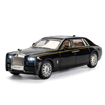 1:24 Rolls Royce Phantom diecast model car toy for kids 21cm pull back simulation alloy car toy With Sound/Light gifts
