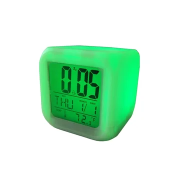 Hot selling Multi-function temperature calendar display children 7 color changing light table LCD alarm clock