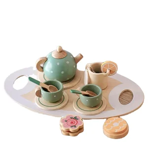 Factory Direct Wholesale Children's Afternoon Tea and Dessert Set  Juguetes Blue Spotted Tea Pretend Toys for Kids Boys Girls CE