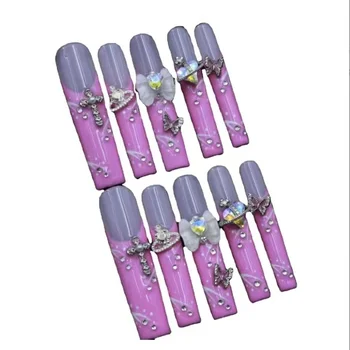 Best selling factory 10pcs plastic nail supplies french nail tips tray drill nails pink