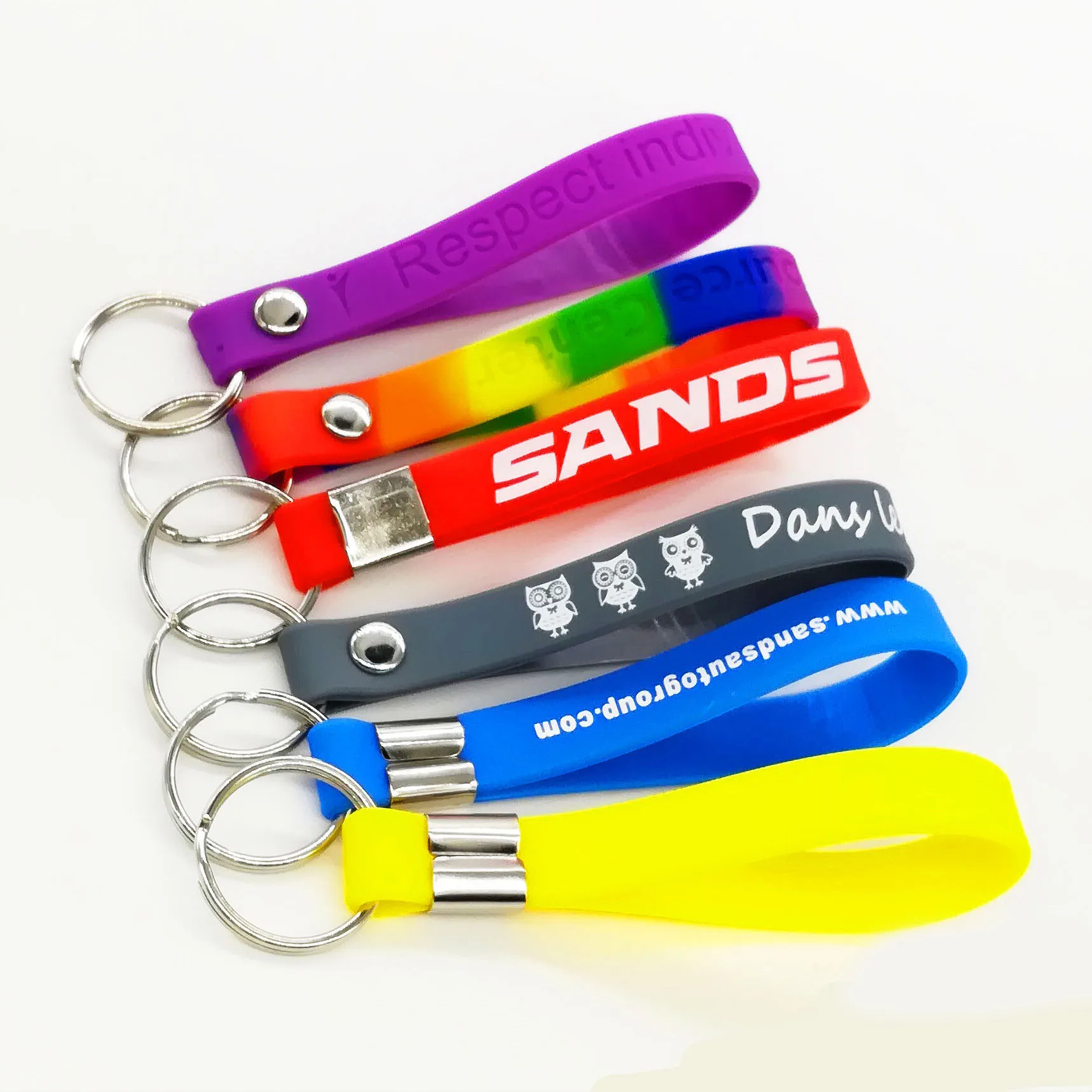 Custom 12mm Ink Injected Silicone Bracelet Keychain Basketball Rubber
