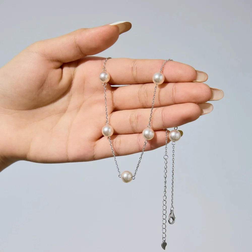 KAKODIY Sophisticated and Elegant Designed Beautifully Designed 925 Sterling Silver Chain Multi-Layered Shell Pearl Pendant Necklace for Women for Daily Wear and Dress Up detail 7