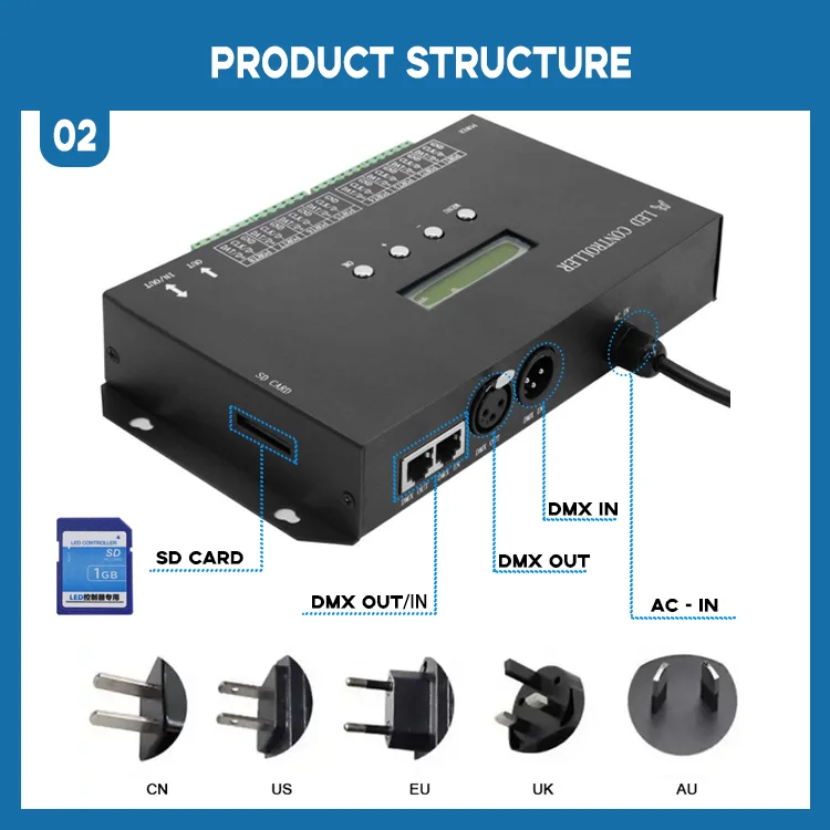 product top sales 8 channel rgb ic pixel dmx sd card constant voltage h807sa led controller for led strips-4