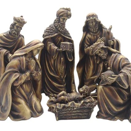 2020 Custom Home Decoration Western Resin Christmas Nativity Set Religious Figurines and Statues