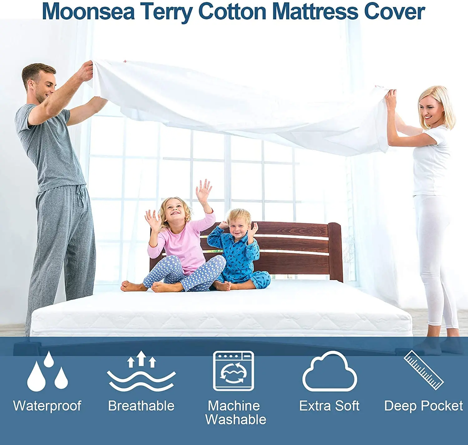 Kids Mattress Cover Breathable Winter Kids Bed Covers Terry Cotton Fabric Waterproof Mattress