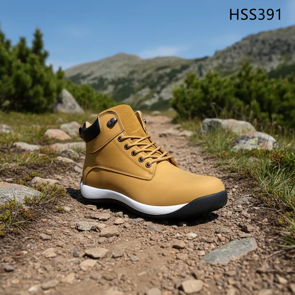 HY,UK Popular Mid Cut Long Lasting Honey Color Sport Safety Boots Warehouse Workers extra Shock-proof Sole Working Shoes HSS391