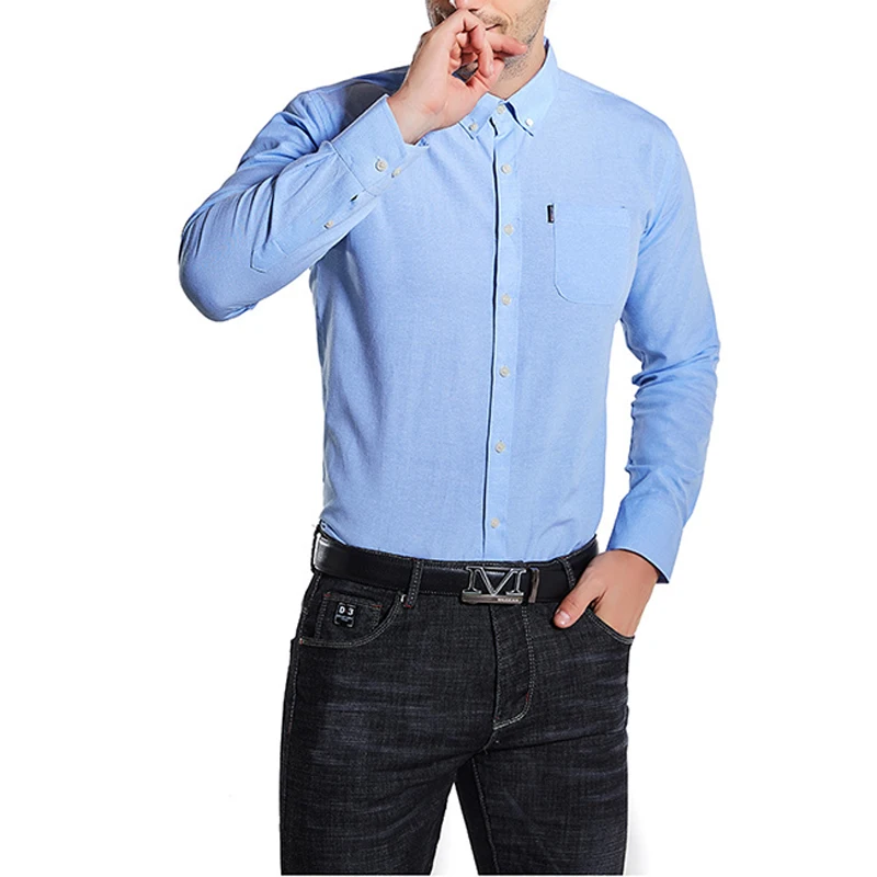 Men's Slim Shirt Long Sleeve Oxford Large Size Casual Summer Button Up Shirt For Men Formal Work Shirts229_voghion.com