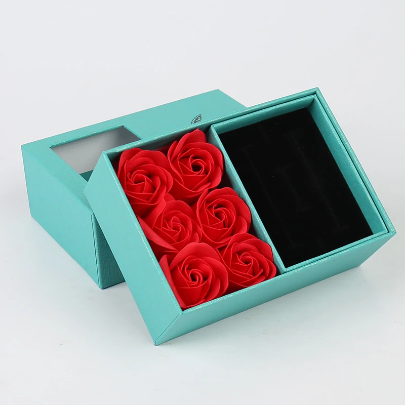 Custom Valentine's Day Gift Box Set with Sponge Jewelry Gift Packaging Box for Necklace with Matching Paper Bags and Soap Rose supplier