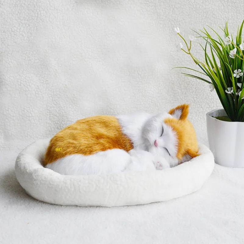 Factory Directly Sale Simulation Fur Customized Stuffed&plush Toys Animal  Special Birthday Gifts Sleeping Breathing Purring Cat