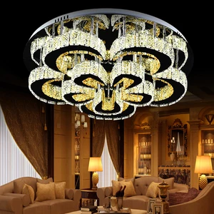 Home Lighting Light Fixtures Round Modern Led Crystal Ceiling Light for Living Room Bedroom Kitchen Staircase Hotel