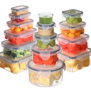 Modern Design Plastic Transparent Refrigerator Crisper Set Food-Grade Sealed Freezer Crisper Storage Box
