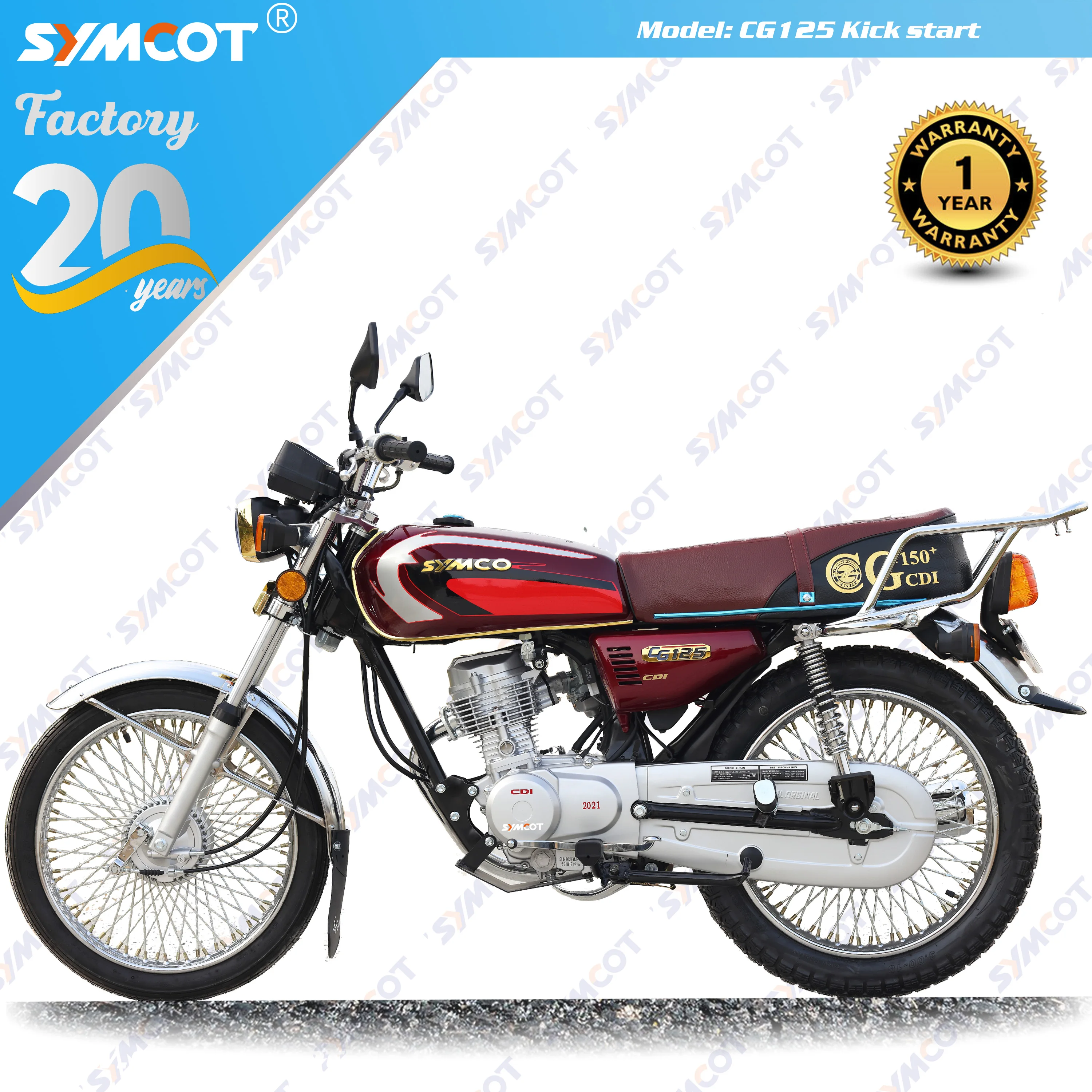 Kick Start CG125 Model 50CC/125CC/100CC/120CC Street Motorcycle with 72 Spoke Wheel for Iraq Market