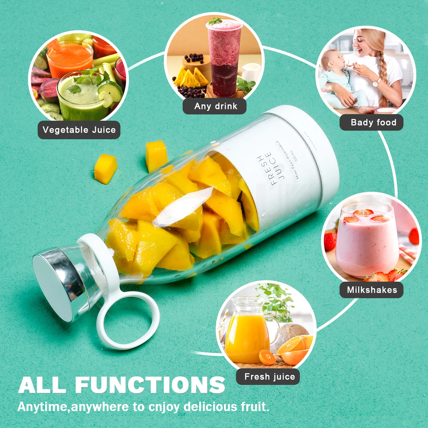 Portable Mixer Cup, Fruit And Vegetable Juicer, Portable Fresh