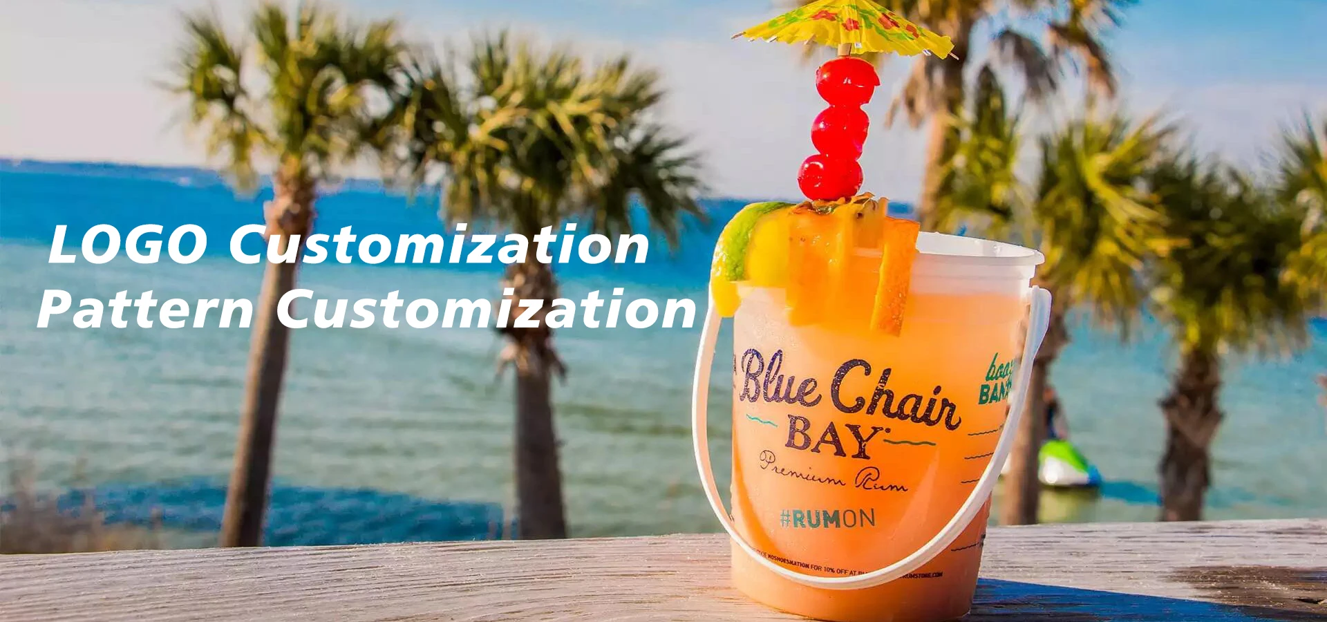 35oz Plastic Drink The Rum Bucket With Handle Custom Margarita Mix