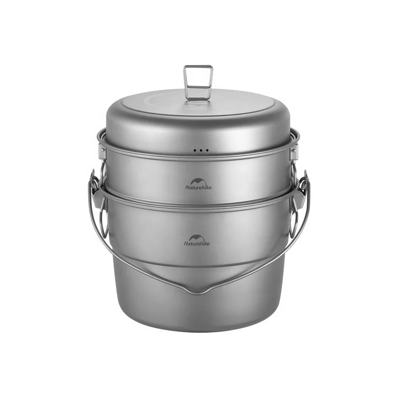 Naturehike Titanium Hanging Pot Outdoor Picnic Super Light Pot Set Camping Steamer Cookware Cutlery