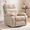 Sillón reclinable eléctrico de lujo color hueso con función de balanceo, giro y masaje.