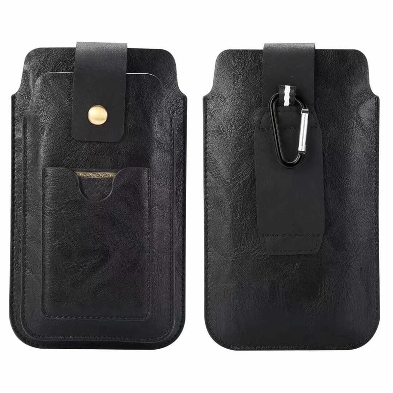 Vertical Dual Cellphone Carrying Luxury Leather Case Credit Card