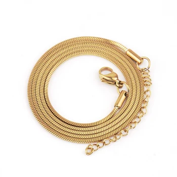 Hot sale stainless steel round snake chain plating 18k gold necklace titanium steel hip-hop chain necklace for men