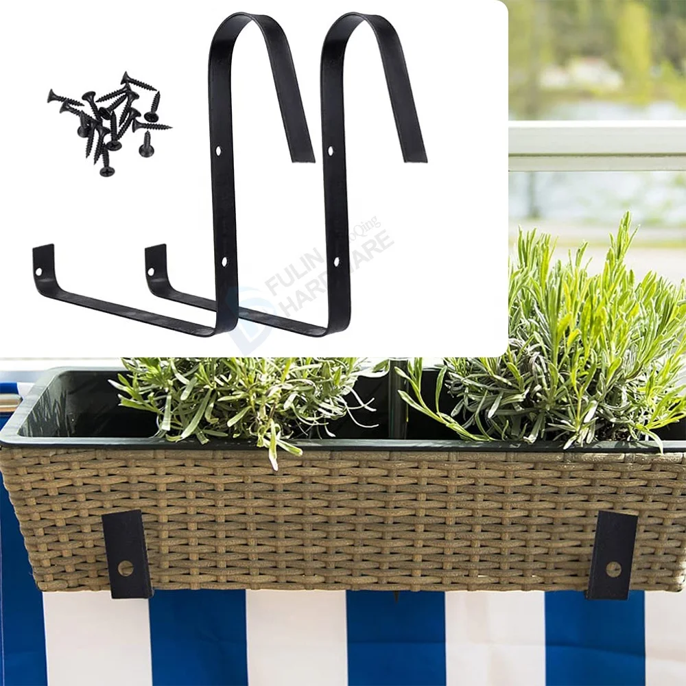 Plant Hanger Wall Hooks Flower Window Box Planter Iron Bracket for Railing  Balcony Flower Pot Holding Bracket