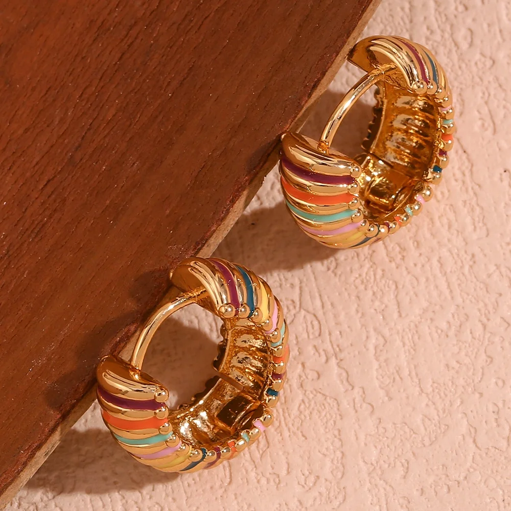Y2k Jewelry Colorful Enamel Earrings 18k Gold Plated Stainless Steel Women Jewelry
