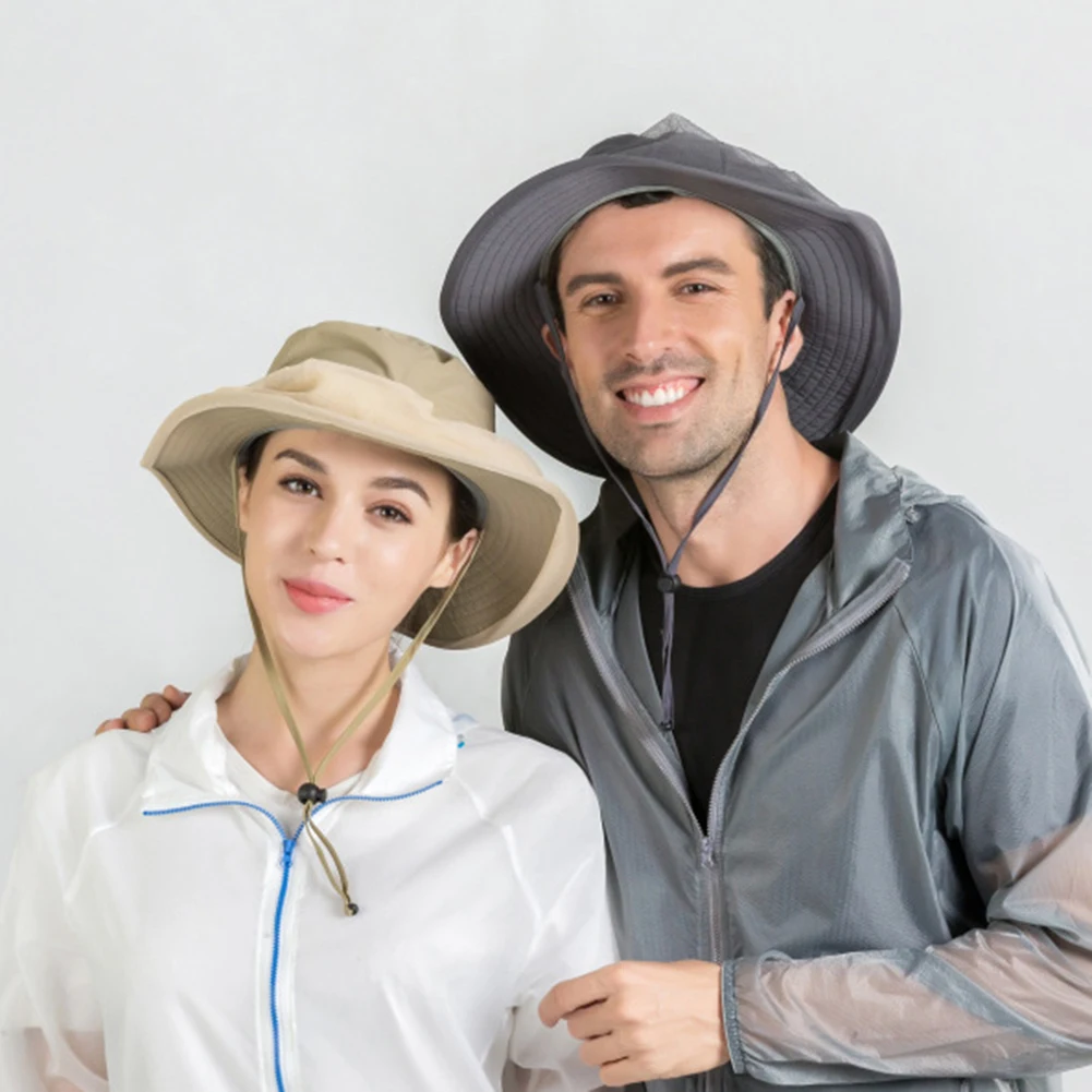 Outdoor Women Men Anti Bug Bee Mosquito Hat Head Net Sun Protection Bucket Cap Fishing Hat  Mosquito Hat Head Net Sun Protection