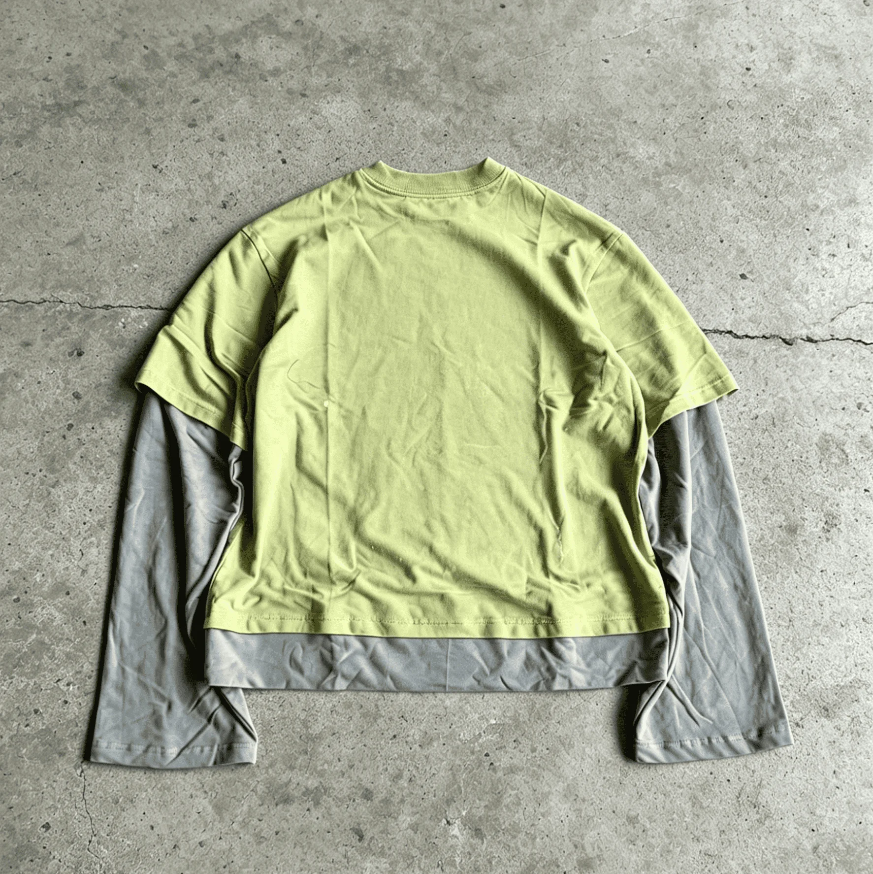 Custom Screen Print Long Sleeve Tee Double Layer Distressed Shirt Layered Long Sleeve T Shirt for Men gallery 2