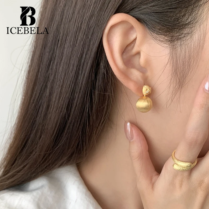 ICEBELA 925 Sterling Silver Earrings Circular Charms 18k Gold Plated Zirconia Fine Jewelry Earring Women Stud Earrings for Girls