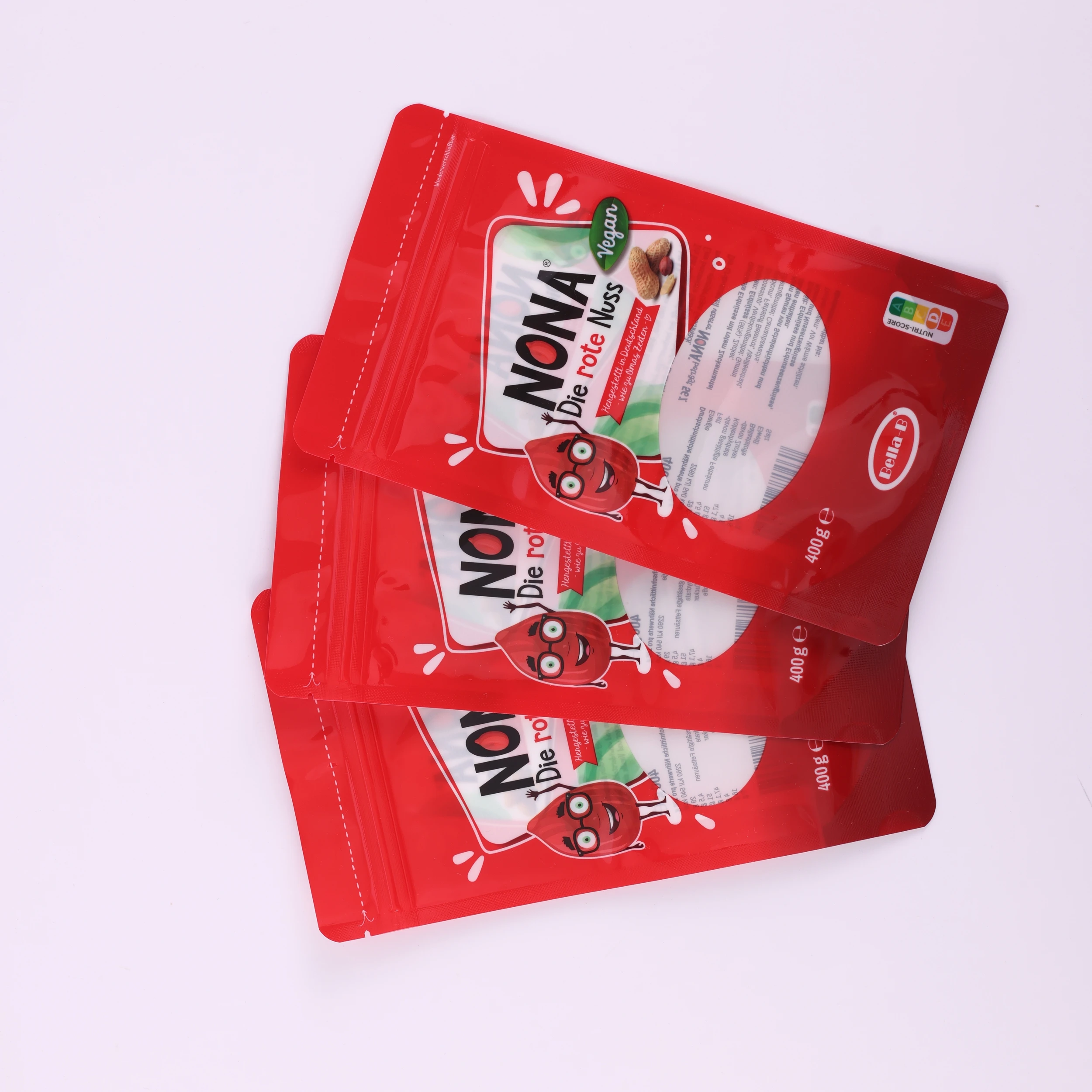 Custom Printed Food Grade Packaging Plastic Foil Bags Resealable Zip Flat Bottom snack Bags