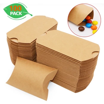 Custom Logo candy gift paper box brown kraft paper pillow boxes