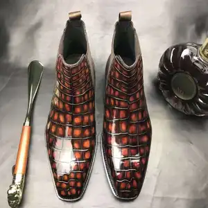 Goodyear Handmade Luxury Man Boots Genuine crocodile Leather Ankle Chelsea Boots Men Customize slip on Party Mens Winter Boots