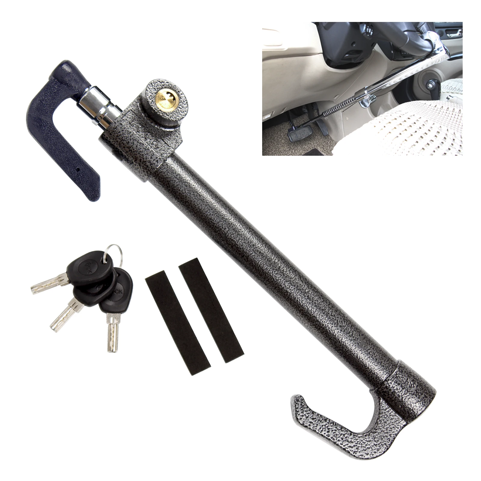 C Brake Pedal To Steering Wheel Lock,Antitheft Retractable Double