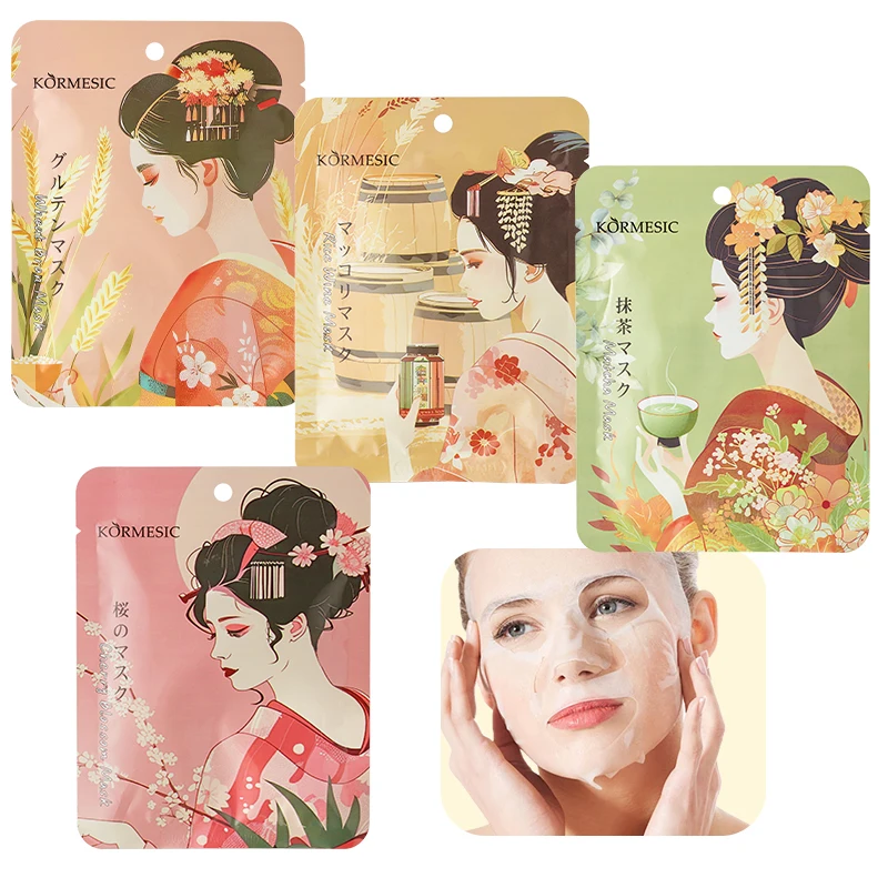KORMESIC 25ml Bran Whitening Antioxidant Facial Mask Matcha Oil Control Cherry Blossom Anti-Acne Moisturising Rice Wine Sheet