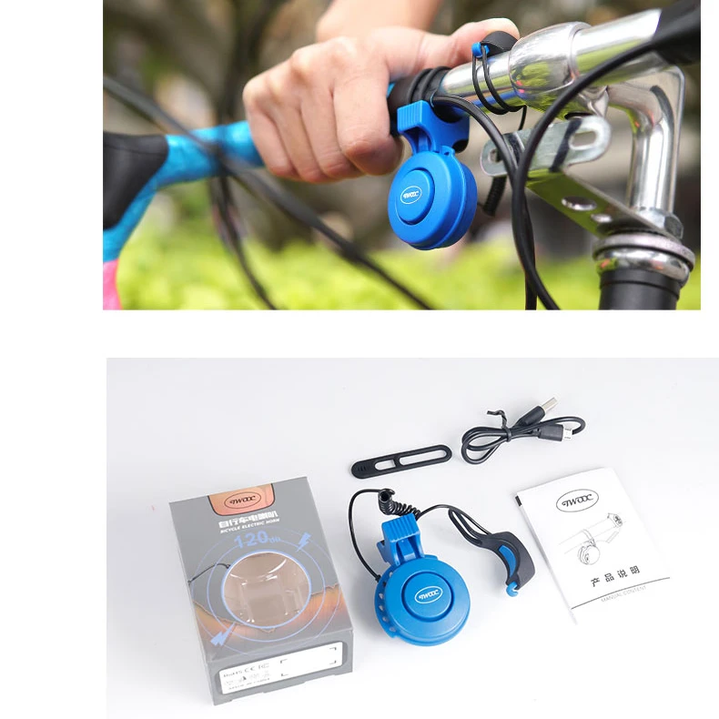 Перезаряжаемый электронный велосипедный Звонок TWOOC T-002 MTB гудок водонепроницаемых usb-разъемом для зарядки-1 шт. и 4 звуковых режимов простое Электрический велосипед поршневых колец