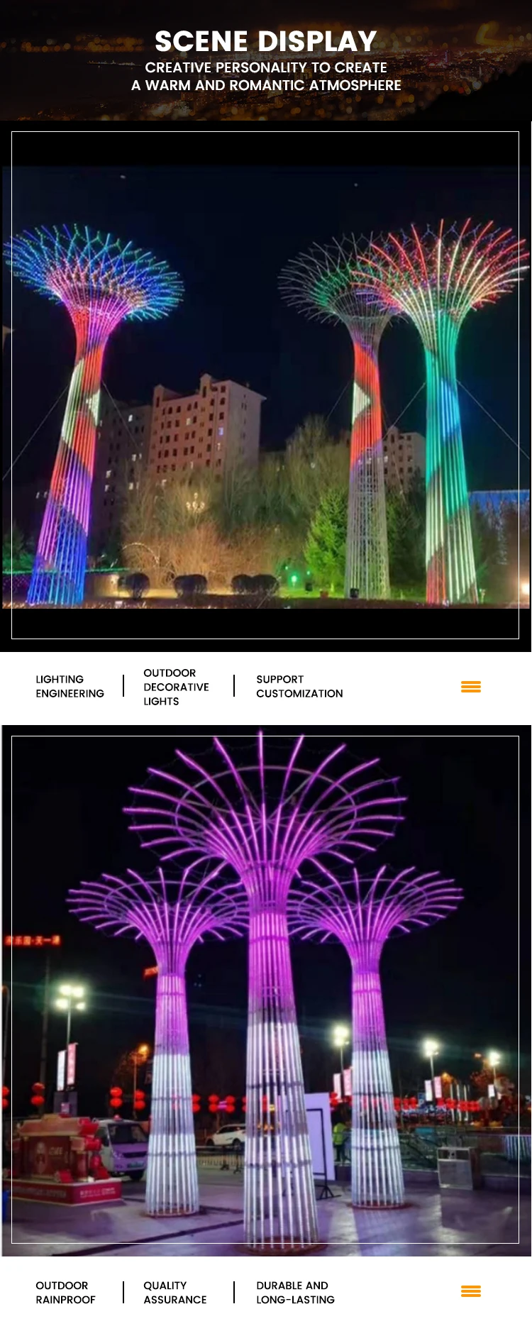 Outdoor RGB 3D LED Tower Sculpture Motif Light | Waterproof Color-Changing Decorative Lighting for Holiday & Landscape Projects 3 Outdoor RGB 3D LED Tower Sculpture Motif Light | Waterproof Color-Changing Decorative Lighting for Holiday & Landscape Projects