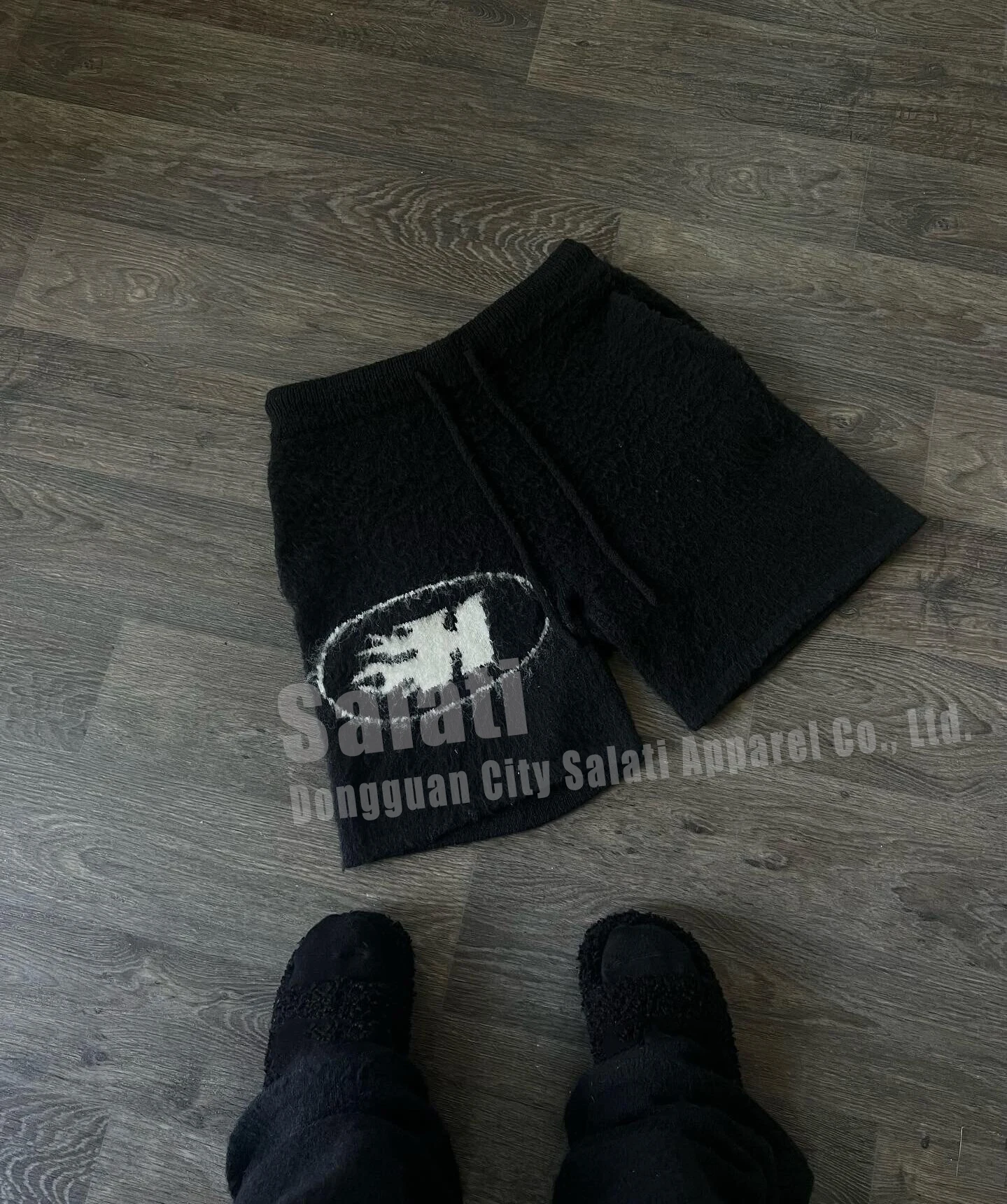 Custom Printed Logo Mohair Shorts Pants Drawstring Fuzzy Knit Streetwear Shorts for Men gallery 8