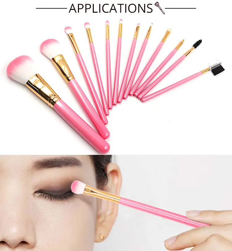 Pink Makeup Brush Sets 12Pcs Foundation Wood Handle 2022 New Product Wholesale Oem Shenzhen Lipstick Eyeshadow Make Up Brushes
