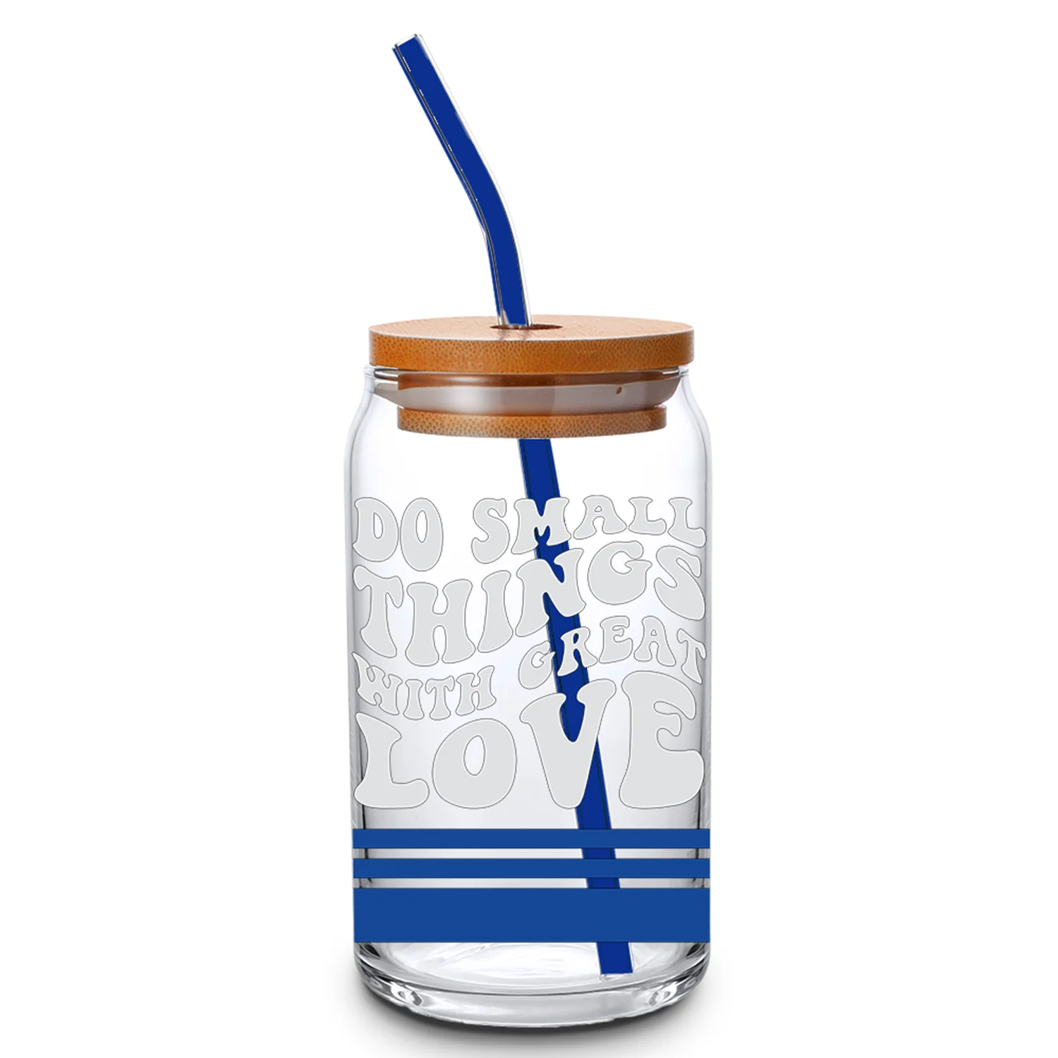 Personalized Initial 16oz Glass Can Cup with Bamboo Lid –  ChambrayandSandCustomGifts