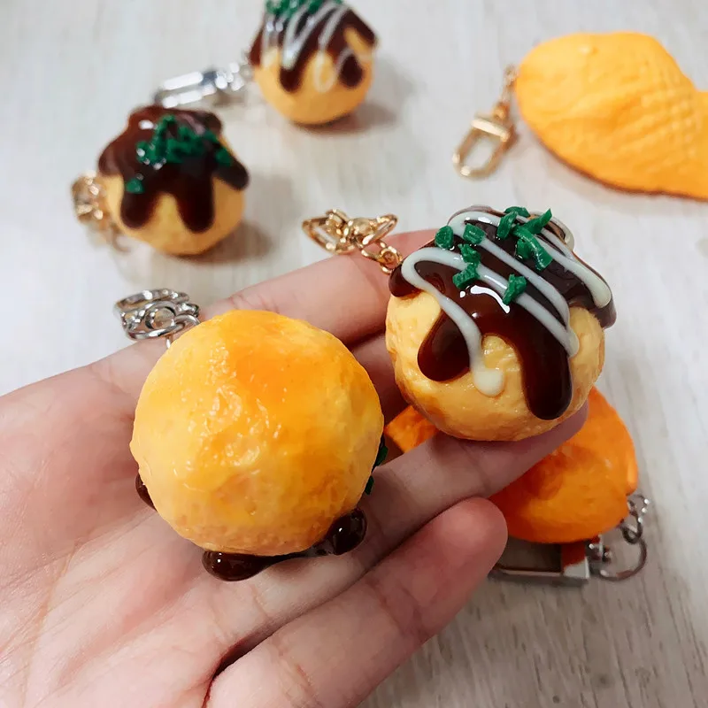 Imitation Food Simulated Takoyaki Keychain - Octopus Meatballs