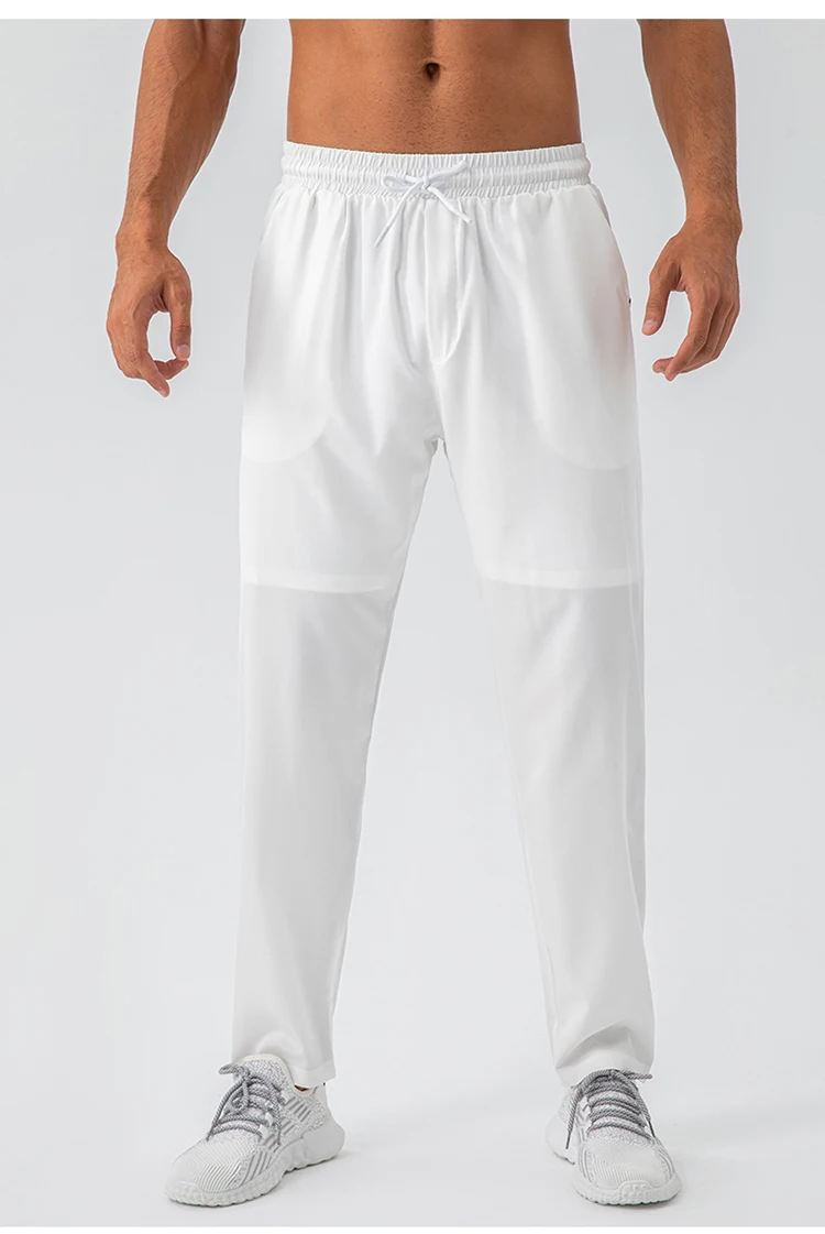 Solid Color Loose Straight-leg Sweatpants Pocket Pants Men's Sports ...