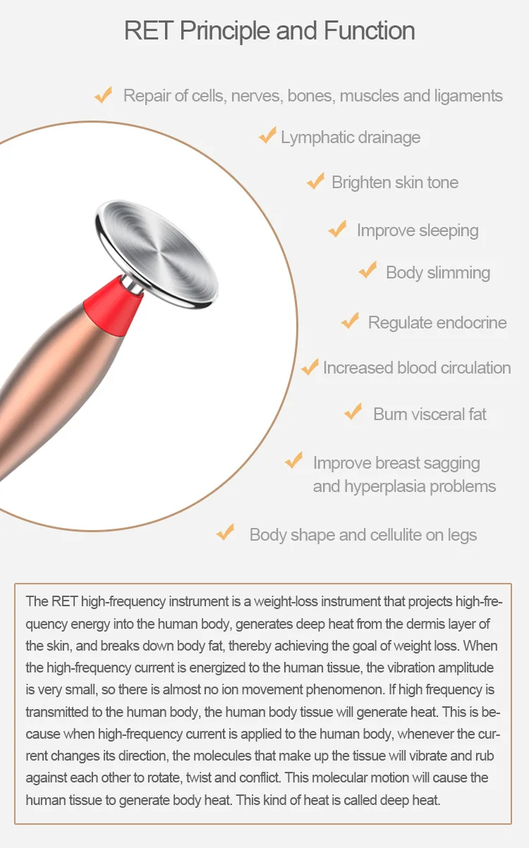 Spa Salon Use Beauty Equipment CET RET TECAR Therapy RF Cellulite Removal Machine