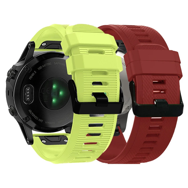 TOPsic Bracelet Silicone Pour Garmin Fenix 3/5X/6X - Bande 26mm Remplacement Confortable - Noir