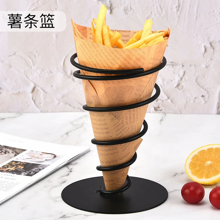 Новая железная стойка конусные корзины для сервировки пищи чипсов картофеля фри корзина фаст-фуда ресторана Deli сервировка куриц гамбургеров