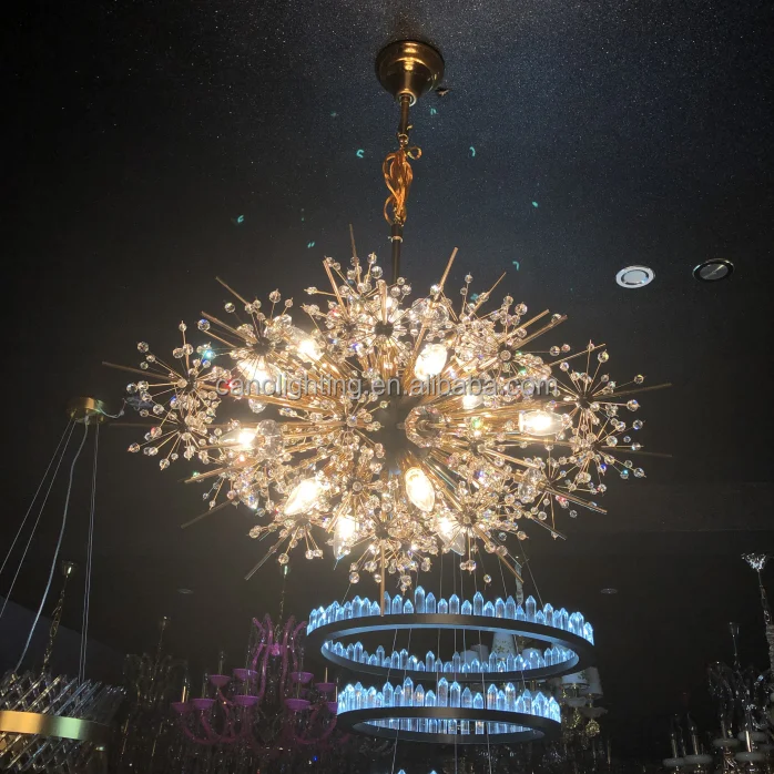 シャンデリア, V-intage 真鍮スプートニク シャンデリア クリスタル