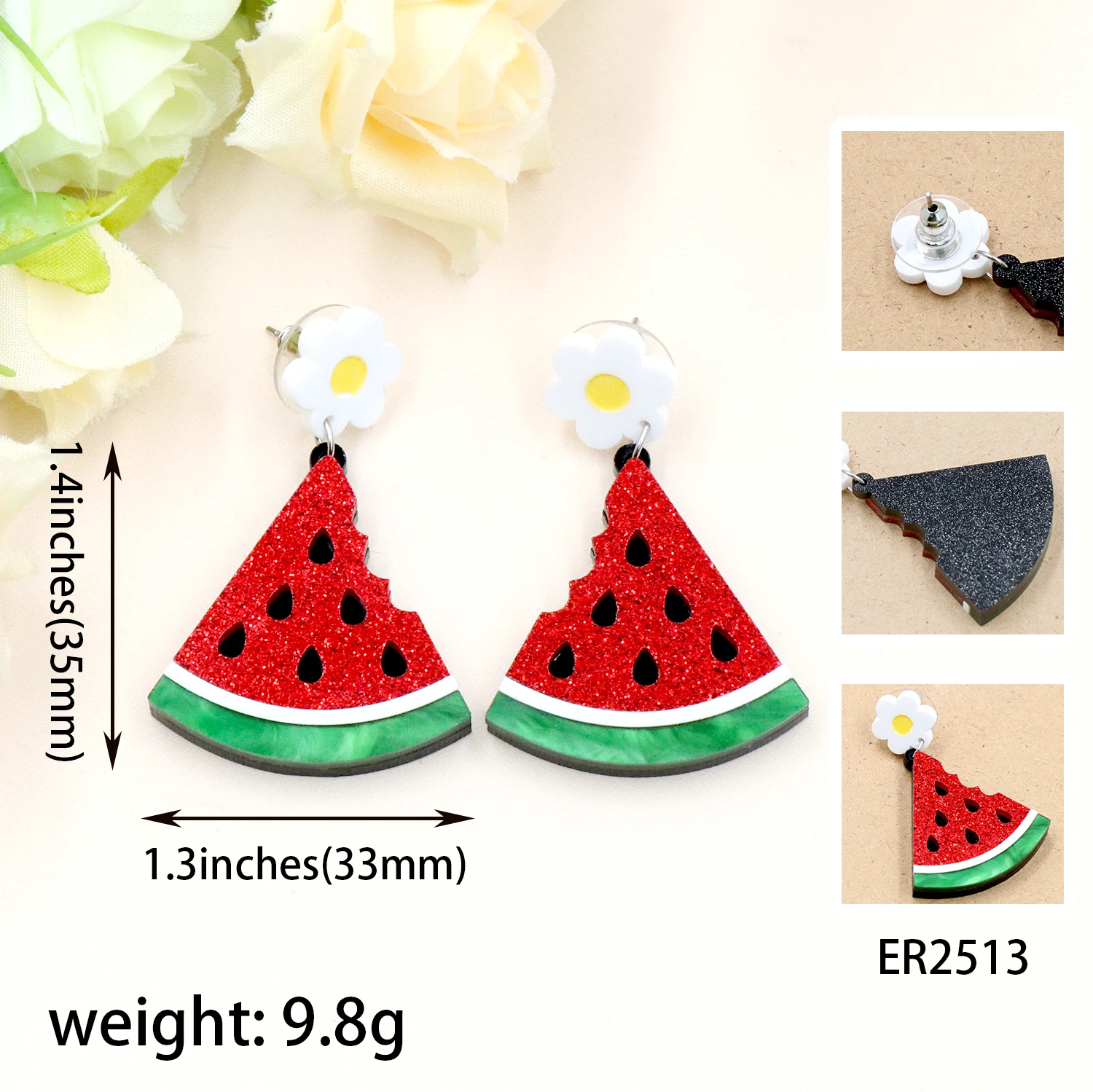 HYLER2513 Women's Watermelon Red Onyx Laser Cutting Earrings with Diamond Unisex Drop Earrings for Wedding Party Gift Engagement manufacture