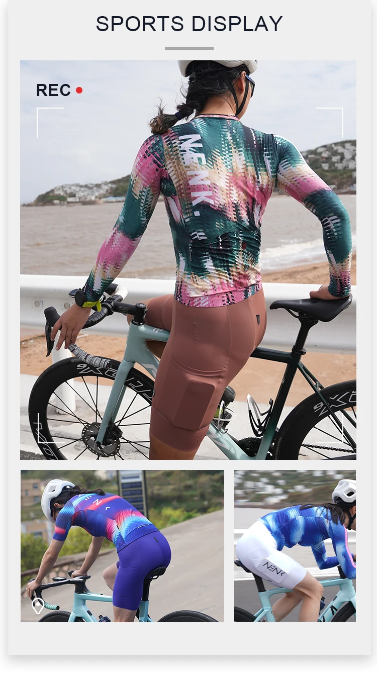 Nenk 2023 Women's Bike Bib Shorts Set Mesh Band Breathable Girls Bike