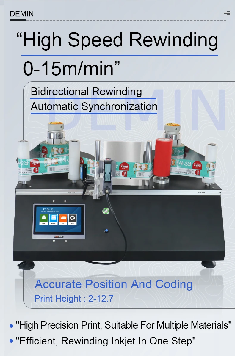 High-speed Inkjet Printer with Automatic Label Rewinding
