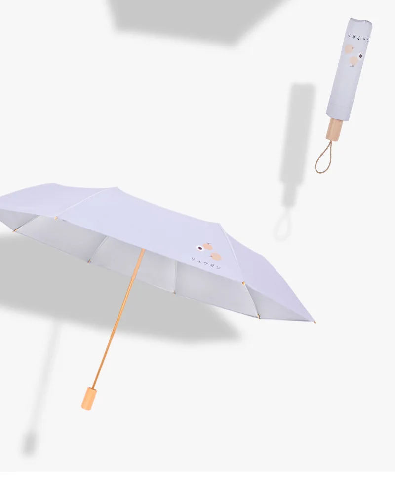 Dilee Japanese Design aluminum fiberglass frame Wood Handle Titanium Silver Coating uv cut Sunscreen Customized fold Umbrella