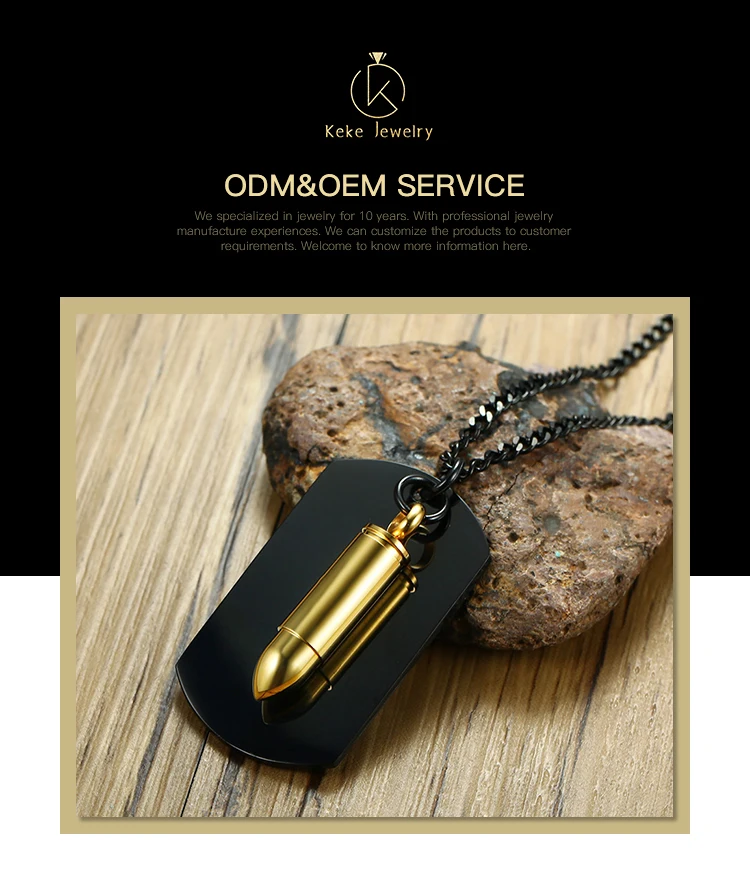 Wholesale Bullet Pendant Men's Lettering Simple Style Titanium Steel Pendant Necklace PN990