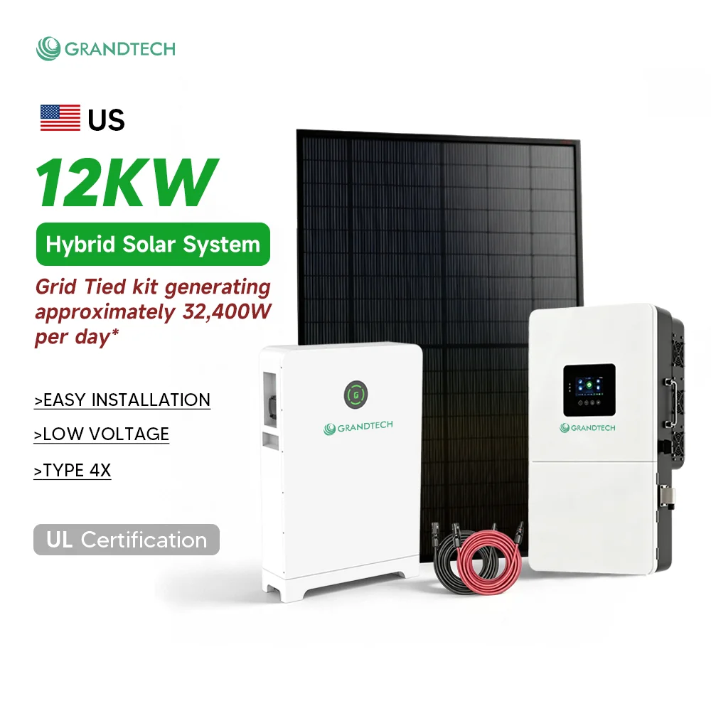 set Llawn 5kW 8kW 10kW 12kW 20kW 50kW o System Cymysg Rhwyd Gartref o Bŵer Lithiwm a System Energi Haul ar gyfer gartref