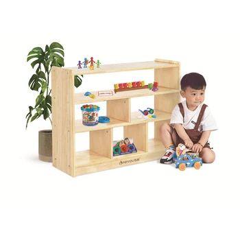 multi-compartment wooden kindergarten furniture High quality baby storage cabinet with compartments